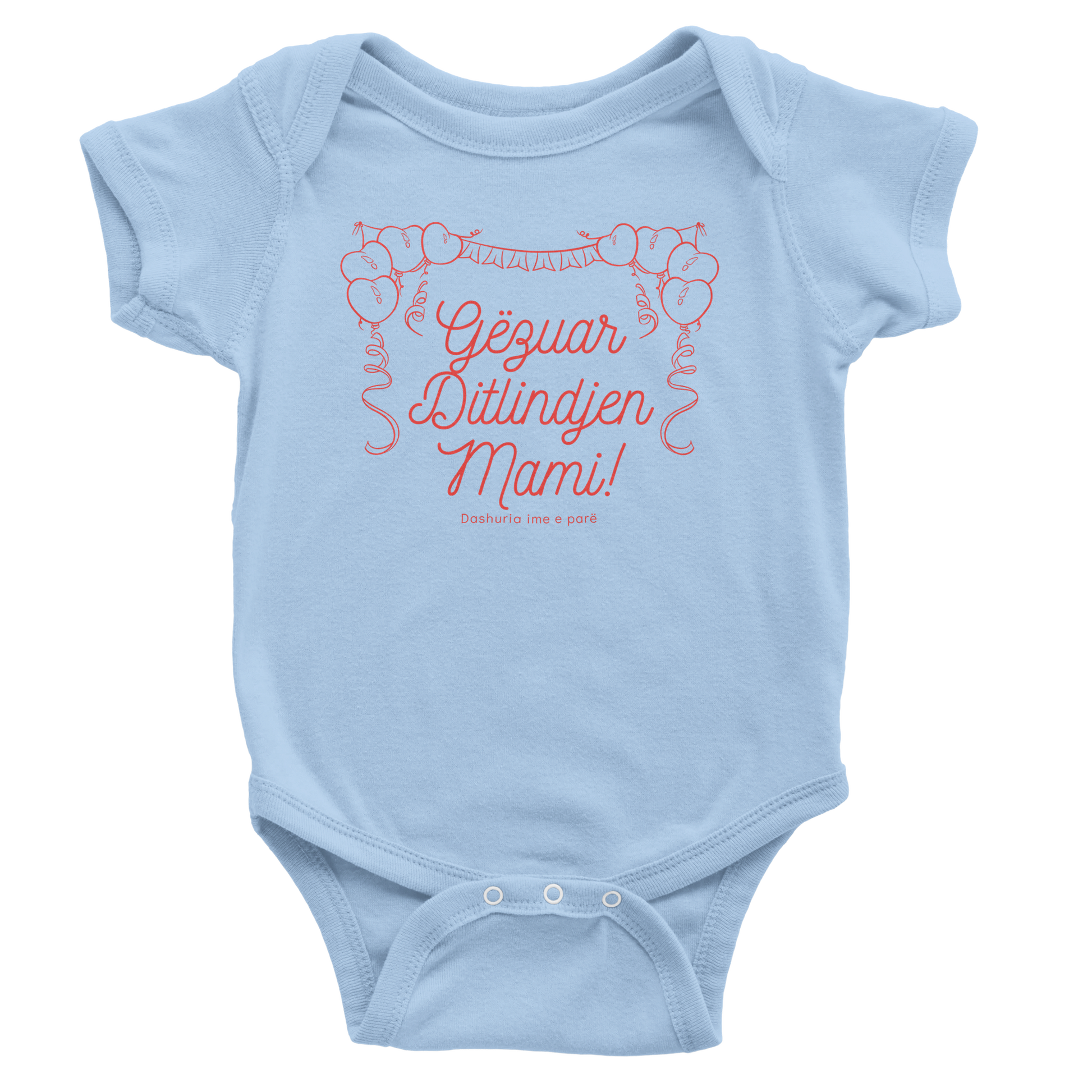 "Gëzuar Mami" kurzärmeliger Baby-Body - Pikë e Vogël