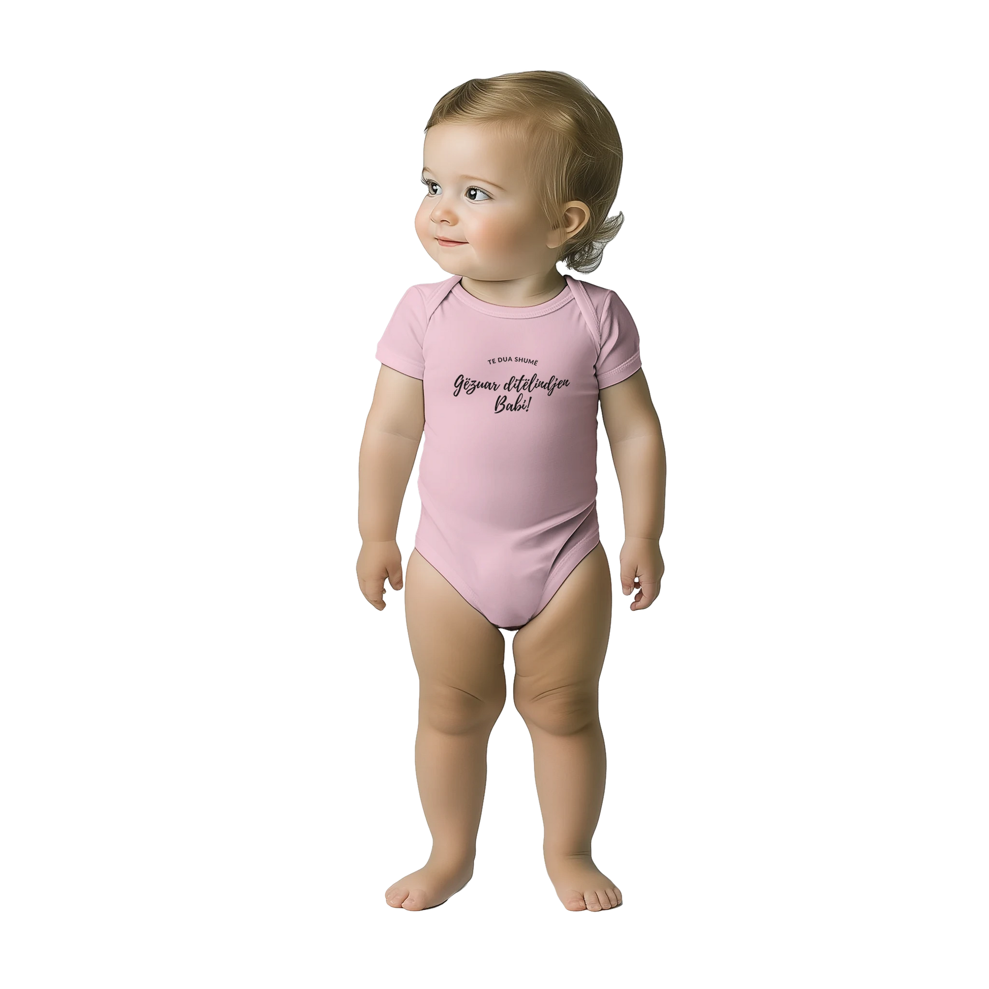 "Gëzuar Babi" kurzärmeliger Baby-Strampler - Pikë e Vogël